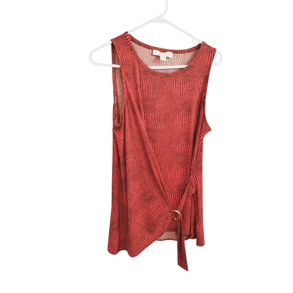 Michael Kors Womens Shirt Orange Blue Geometric Tank Top Sz Large